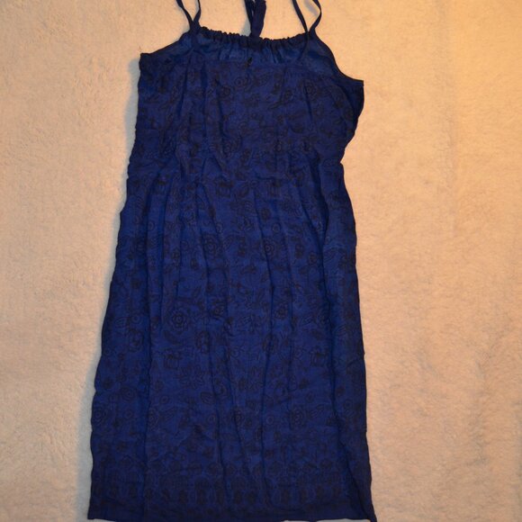 xhiliration y2k blue peasant sheath dress w black floral print szM - Picture 11 of 14